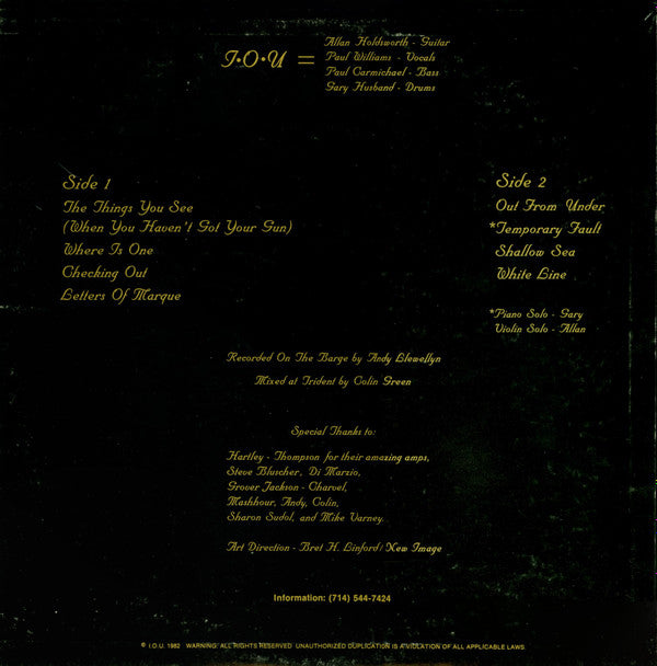 Release: I.O.U.-Vinyl-US-1982-AH-100-2523301