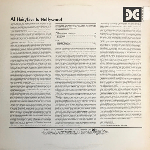 Release: Live In Hollywood-Vinyl-US-1985-Xanadu 206-5960838