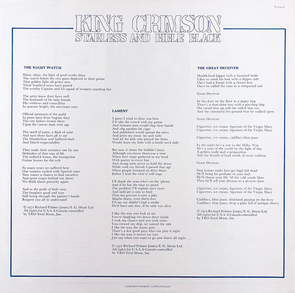 Starless And Bible Black = 暗黒の世界