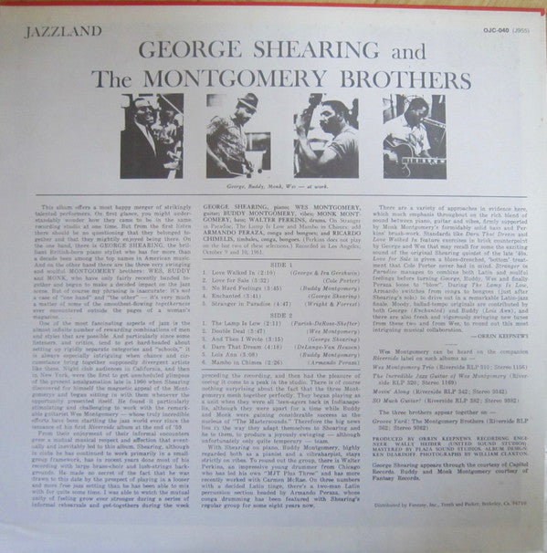 Release: George Shearing And The Montgomery Brothers-Vinyl-US-1982-OJC-040, J-955-9972382