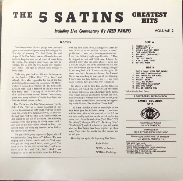 Master Release: Greatest Hits Volume 2 by The Five Satins