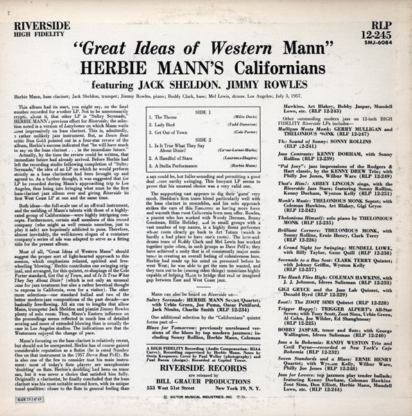Master Release: "Great Ideas Of Western Mann" by Herbie Mann's Californians