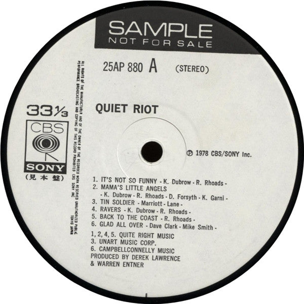 Release: Quiet Riot-Vinyl-Japan-1978-25AP-880-8878509