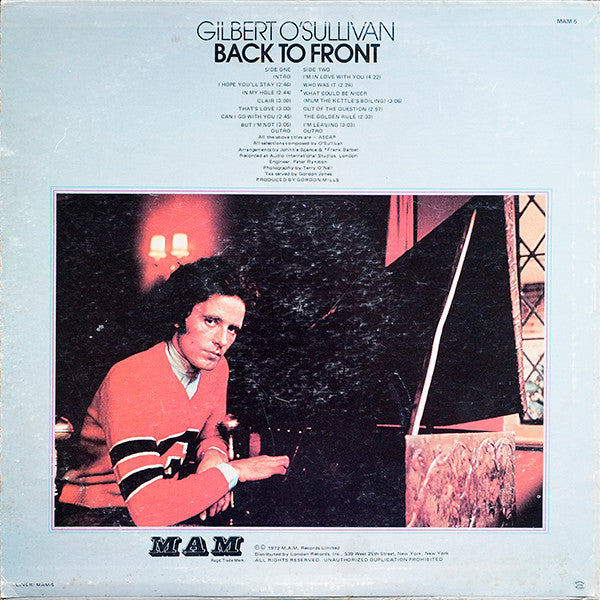 Release: Back To Front-Vinyl-US-1972-MAM-5-1522710