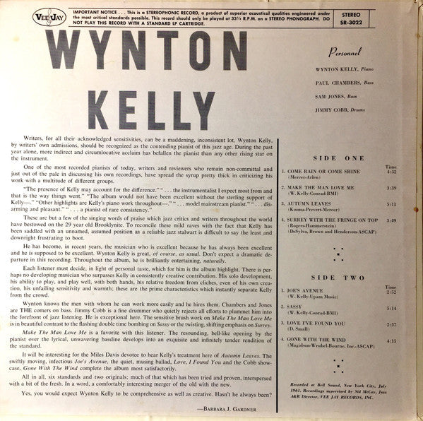 Release: Wynton Kelly!-Vinyl-US-1961-SR-3022-3431776