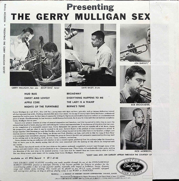 Release: Presenting The Gerry Mulligan Sextet-Vinyl-Japan-1984-195J-33-3740744