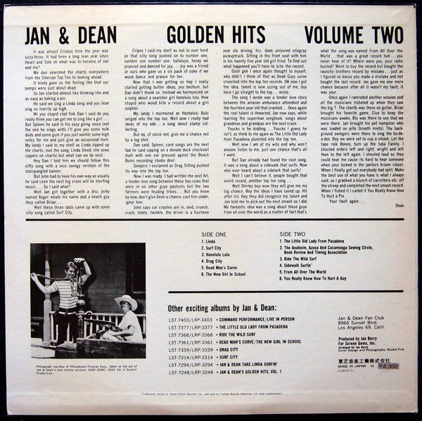 Master Release: Jan & Dean Golden Hits Volume 2 by Jan & Dean