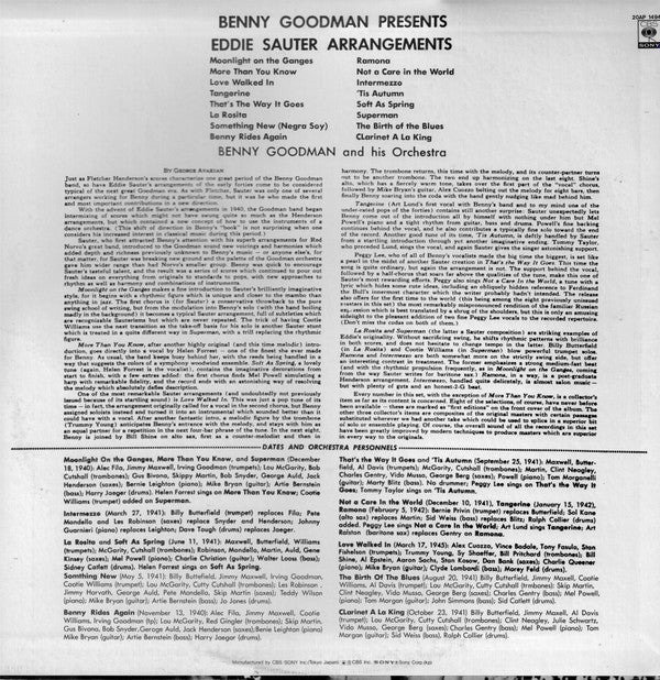 Master Release: Benny Goodman Presents Arrangements By Eddie Sauter by Benny Goodman And His Orchestra