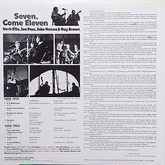 Release: Seven, Come Eleven (From Their Live Performance At The Concord Summer Festival)-Vinyl-Japan-1977-23AP 669-6987072