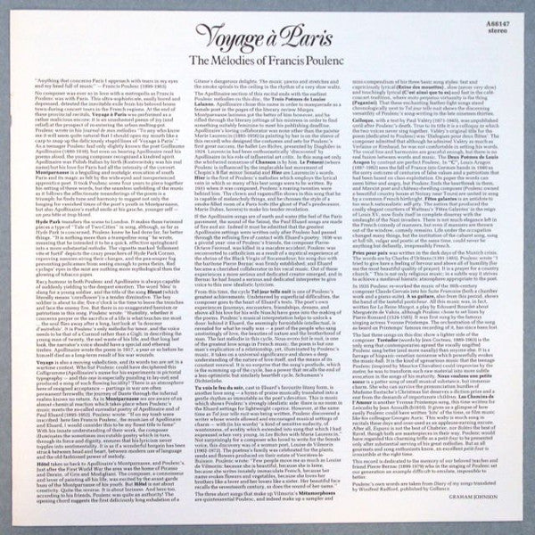 Voyage À Paris (The Mélodies Of Francis Poulenc)