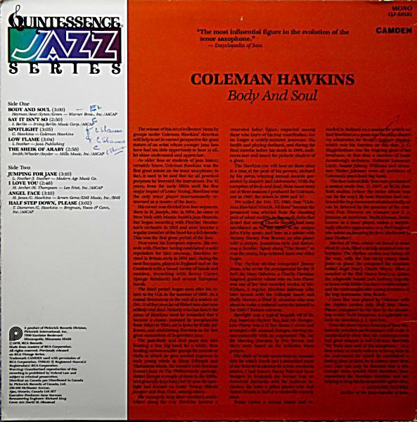 Master Release: Body And Soul by Coleman Hawkins