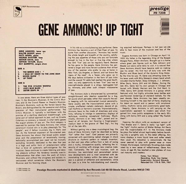 Master Release: Up Tight! by Gene Ammons