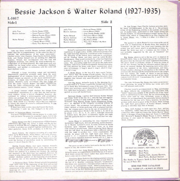 Master Release: 1927-1935 by Bessie Jackson