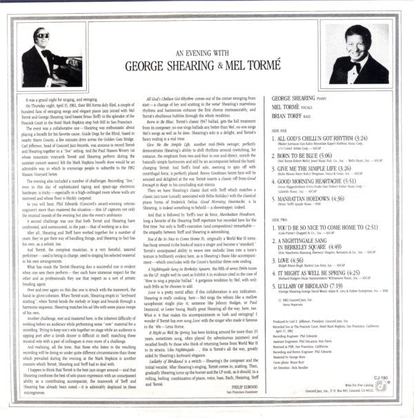 Master Release: An Evening With George Shearing And Mel Tormé by George Shearing