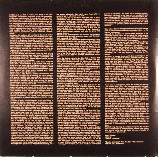 Release: Live! At The Star-Club In Hamburg, Germany; 1962-Vinyl-Netherlands-1982-HIS 10982-3008910