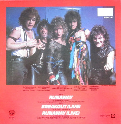Release: Runaway-Vinyl-UK-1984-VERX 14-3082386