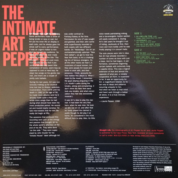 Master Release: Intimate Art Pepper by Art Pepper