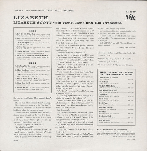 Release: Lizabeth-Vinyl-US-1958-LX 1130-2145840