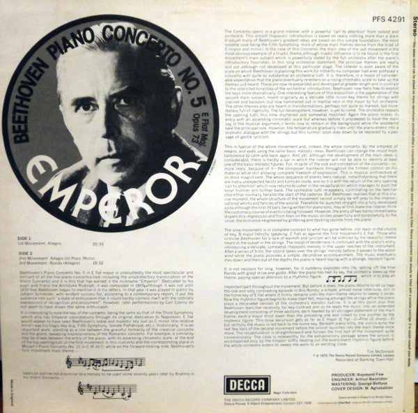 Release: Piano Concerto No. 5 E Flat Maj. Opus 73 - Emperor-Vinyl-UK-1973-PFS 4291-2522665