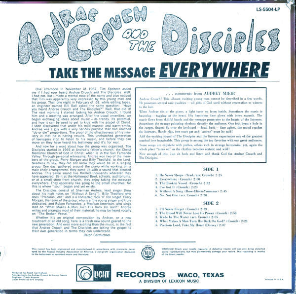 Master Release: Take The Message Everywhere by Andraé Crouch & The Disciples