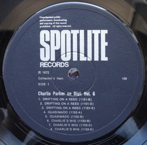 Release: Charlie Parker On Dial (Volume 6)-Vinyl-UK-1972-106-2303507