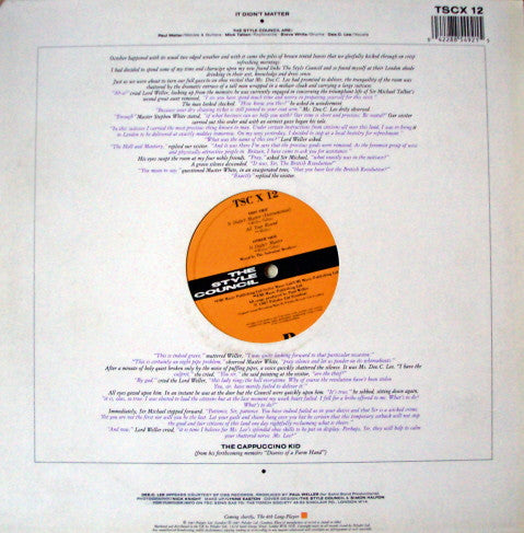 Release: It Didn't Matter-Vinyl-UK-1987-TSCX 12, TSC X 12-2007393
