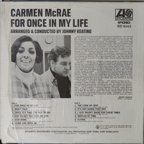 Release: For Once In My Life-Vinyl-US-None-SD 8143, SD8143, 8143-27720804