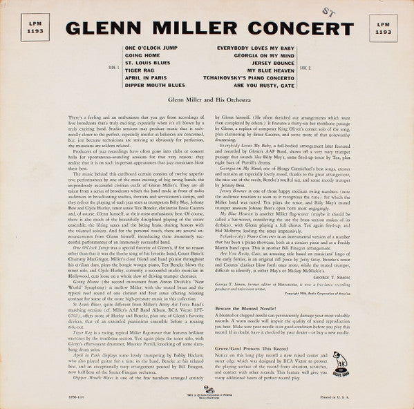Release: Glenn Miller Concert-Vinyl-US-1956-LPM-1193, LPM 1193-23100974