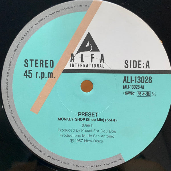 Release: Monkey Shop-Vinyl-Japan-1987-ALI-13028-10599361