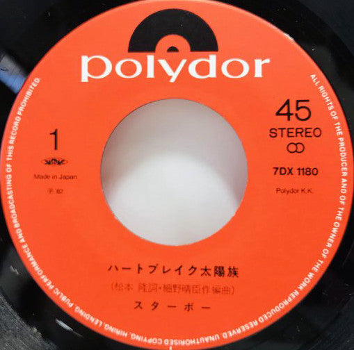 Release: ハートブレイク太陽族-Vinyl-Japan-1982-7DX 1180-10300264