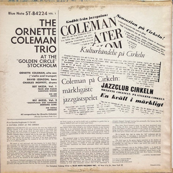 Release: At The "Golden Circle" Stockholm (Volume One)-Vinyl-US-1966-BST 84224-12068136