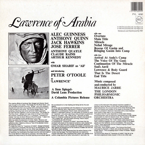 Release: Original Soundtrack Recording:  Lawrence Of Arabia-Vinyl-UK-None-PYL 6040-33048036
