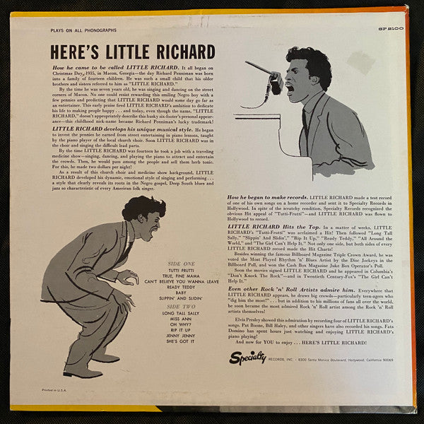 Release: Here's Little Richard-Vinyl-US-None-SP-2100-11724807