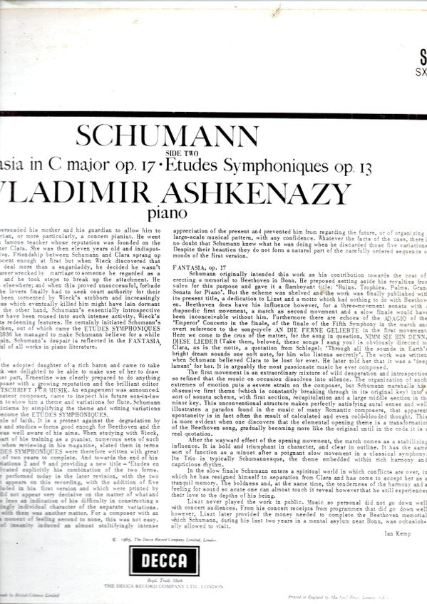 Master Release: Fantasia In C Major Op. 17 / Etudes Symphoniques Op. 13 by Robert Schumann