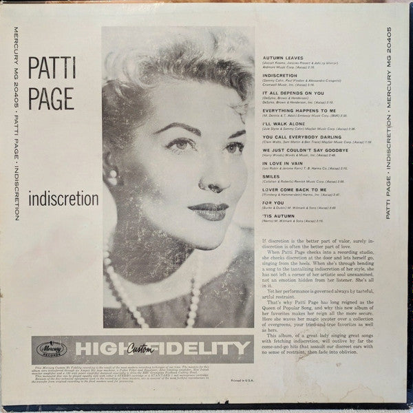 Master Release: Indiscretion by Patti Page