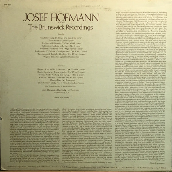 Josef Hofmann - The Brunswick Recordings