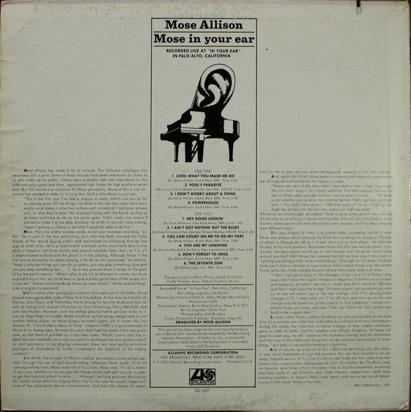 Release: Mose In Your Ear-Vinyl-US-None-SD 1627-10026374