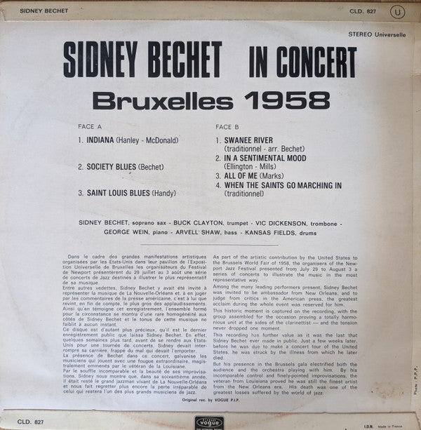 Master Release: Concert A L'Exposition Universelle De Bruxelles by Sidney Bechet
