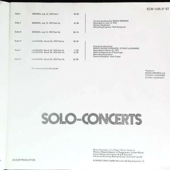 Solo Concerts: Bremen / Lausanne