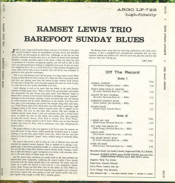 Release: Barefoot Sunday Blues-Vinyl-US-1963-LP-723, 723-12677094