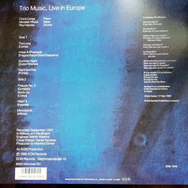 Trio Music, Live In Europe