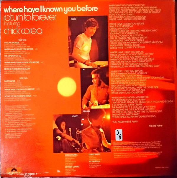 Release: Where Have I Known You Before-Vinyl-US-1974-PD 6509-10530745