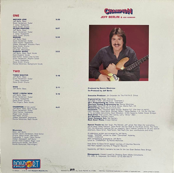 Release: Champion-Vinyl-US-1985-PJ 88004-31400513