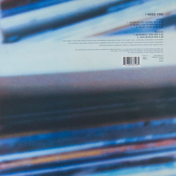 Release: I Need You-Vinyl-UK-1996-VCRT 12, 7243 8 93619 6 4-48446