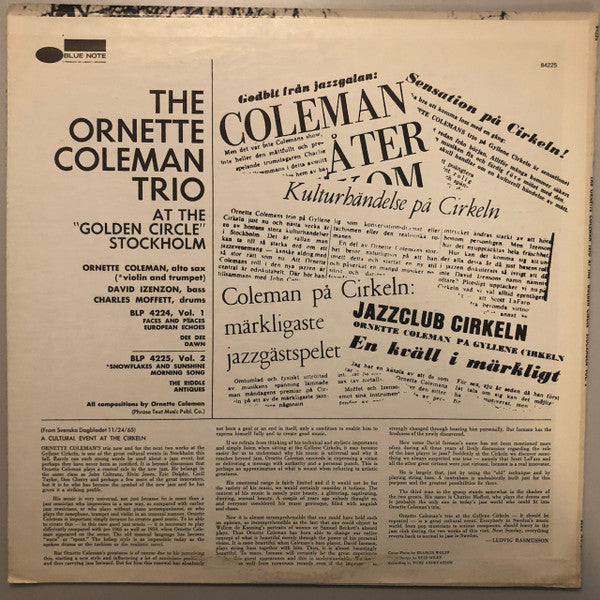 Master Release: At The "Golden Circle" Stockholm - Volume Two by The Ornette Coleman Trio
