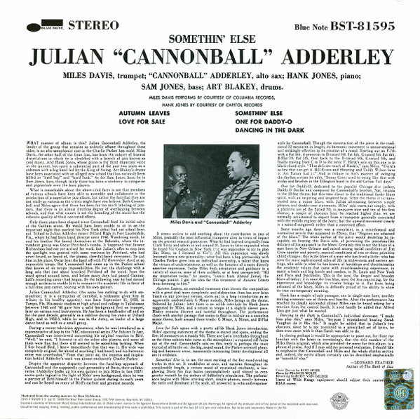 Release: Somethin' Else-Vinyl-Russia-2021-BST-81595, 7243 4 95329 1 5, BST-81595-19731700