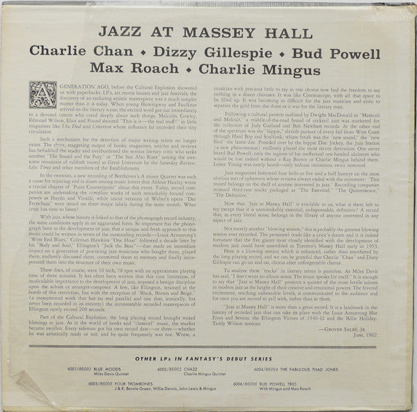 Release: Jazz At Massey Hall-Vinyl-US-None-86003-14683266