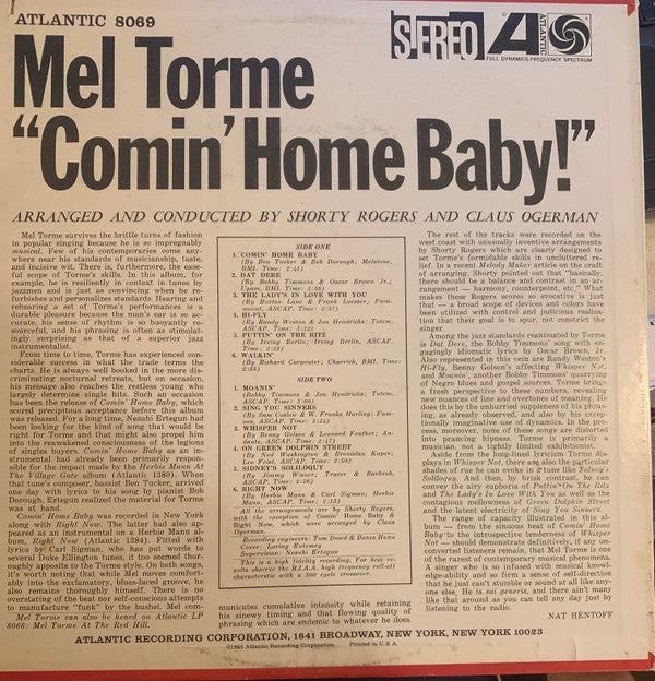 Release: Comin' Home Baby!-Vinyl-US-None-SD 8069-14039483