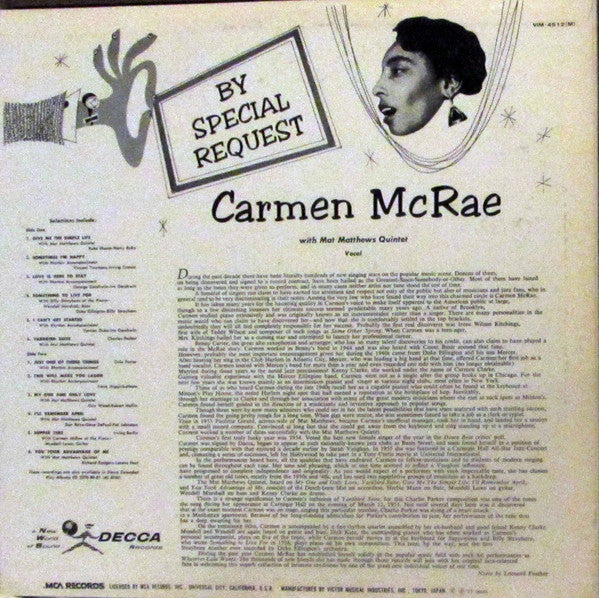 Master Release: By Special Request by Carmen McRae