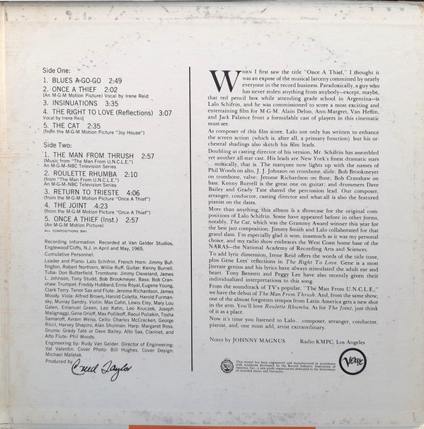 Music From The Motion Picture "Once A Thief" And Other Themes